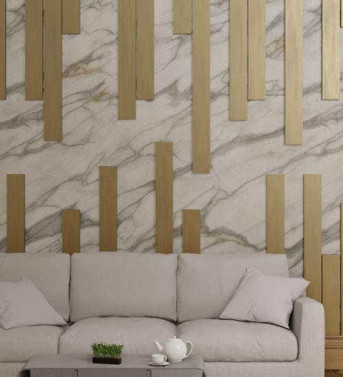 3d,Rendering,Living,Room,With,White,Sofa,And,Wall,Design